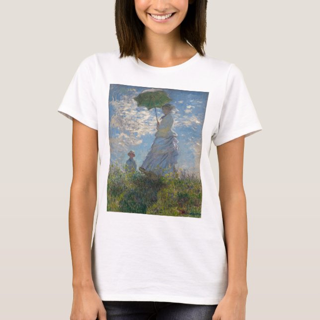 T-shirts Mulher de Claude Monet com um parasol 1875 (Frente)