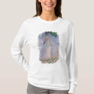 T-shirts Mulher de Claude Monet com um parasol girado