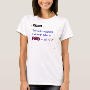 T-shirts Mulher De Precaução Louca Por Homens