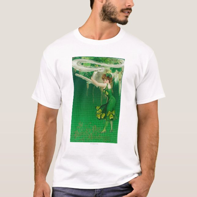 T-shirts Mulher em verde segurando uma cena de Pipe (Frente)