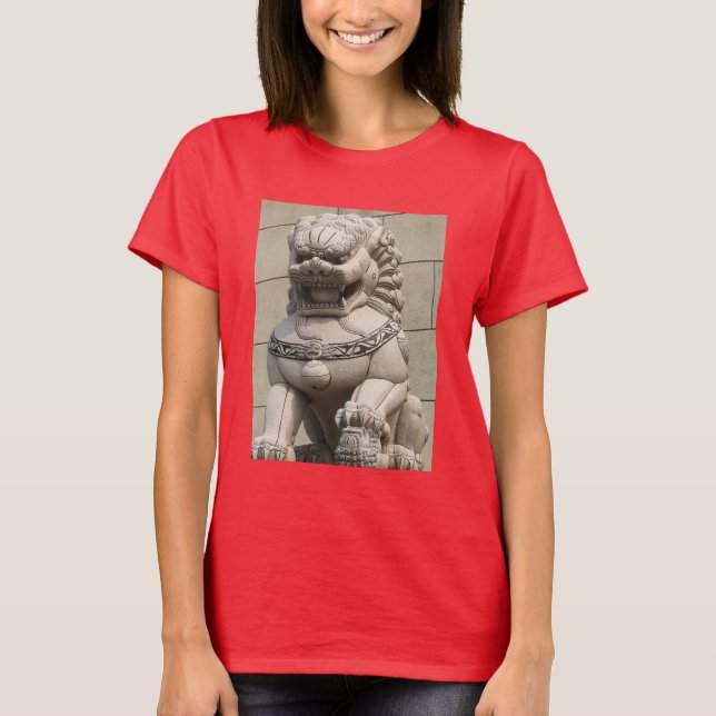 T-shirts Mulher Guardiã Chinesa Lion Foo 石 Cão 獅 (Frente)