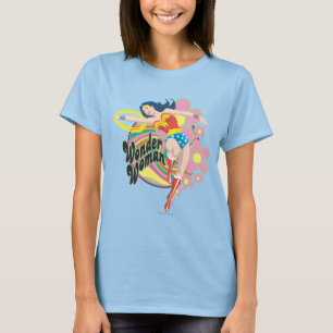 T-shirts Mulher Maravilha Flores Retro