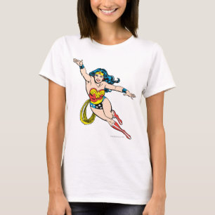 T-shirts Mulher Maravilha voando para frente