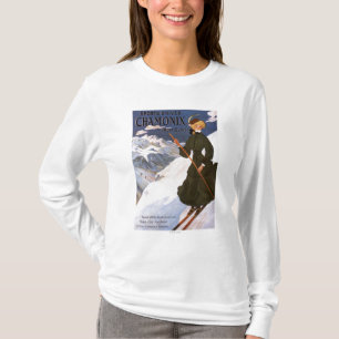 T-shirts Mulher no poster verde do esqui