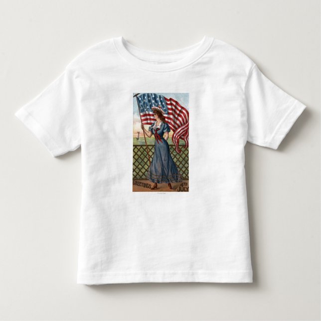 T-shirts Mulher Vestida Patrioticamente (Frente)