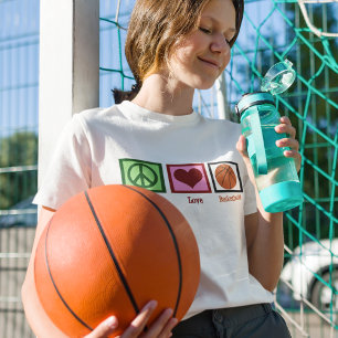 T-shirts Mulheres do basquetebol do amor da paz