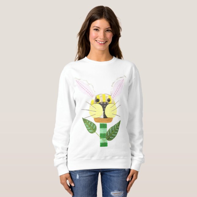 T-shirts Mulheres do fundo do coelho flor a camisola de (Frente Completa)