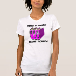 T-shirts mulheres nas pastas contra Romney