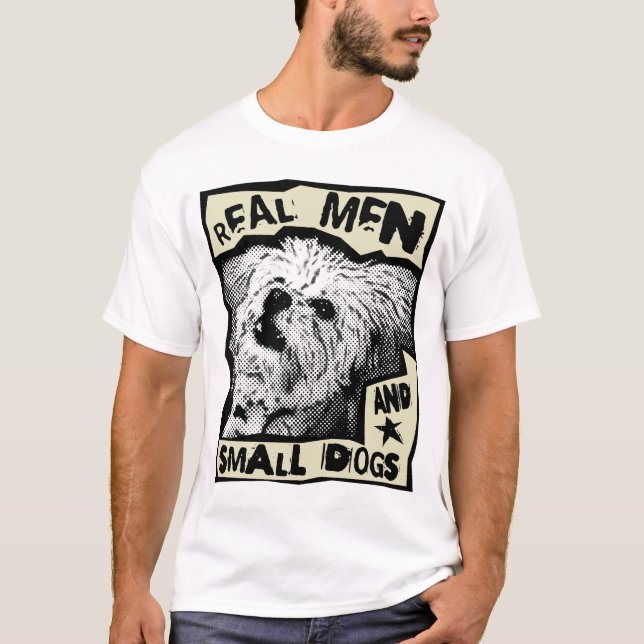 T-shirts Multi-Poo: homens reais e cães pequenos (Frente)