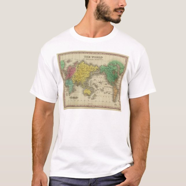 T-shirts Mundo na projeção de Mercator (Frente)