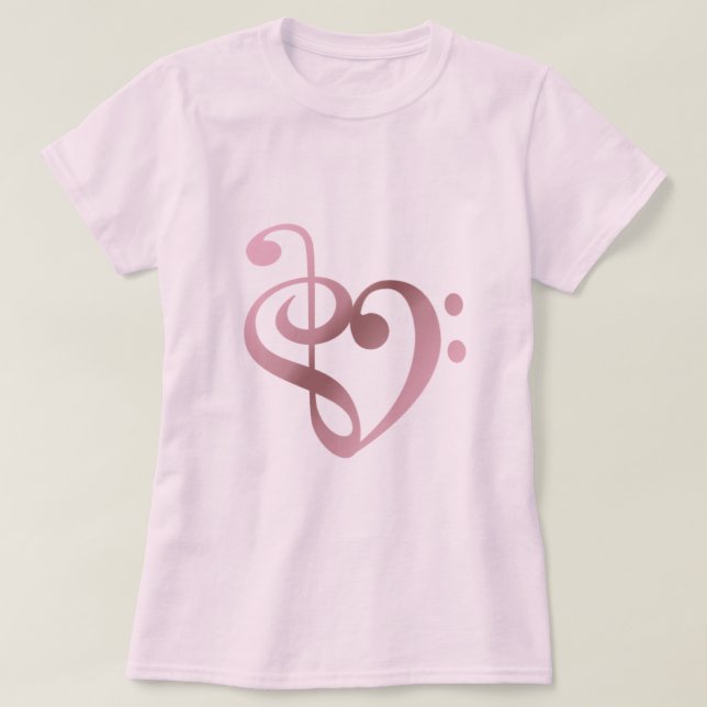 T-shirts Music Heart Rosa no Love (Frente do Design)