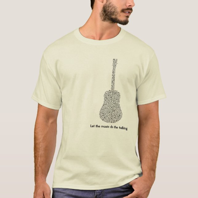 T-shirts Musical Notes Guitar Deixa A Música Falar (Frente)