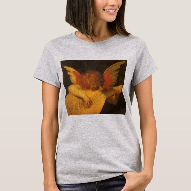 T-shirts Músico Anjo Tocando Alaúde por Rosso Fiorentino (Frente)