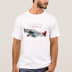 T-shirts Mustang vermelho da cauda P-51 dos aviadores de