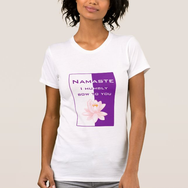 T-shirts Namaste - arco-te humildemente (roxo) (Frente)