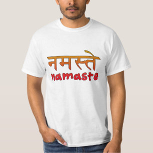 T-shirts Namaste no roteiro inglês e do Hindi