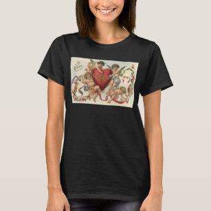 T-shirts Namorados da Vintage, Coração de Cherubs de Angels