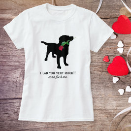 T-shirts Namorados preto-branco Cachorro segurando Rosa ver