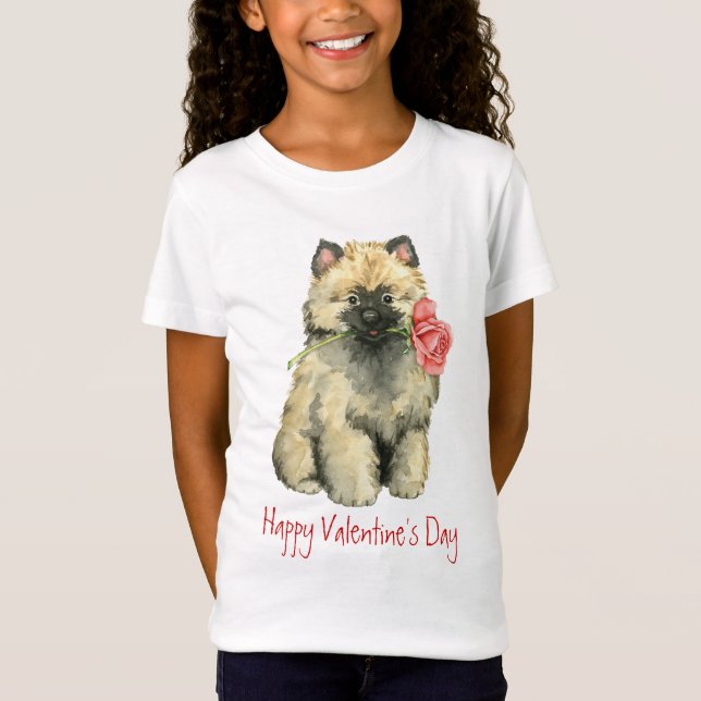 T-shirts Namorados Rosa Keeshond (Frente)