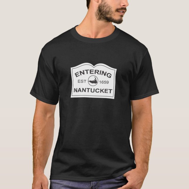 T-shirts Nantucket entrando Est. 1659 assine dentro o preto (Frente)