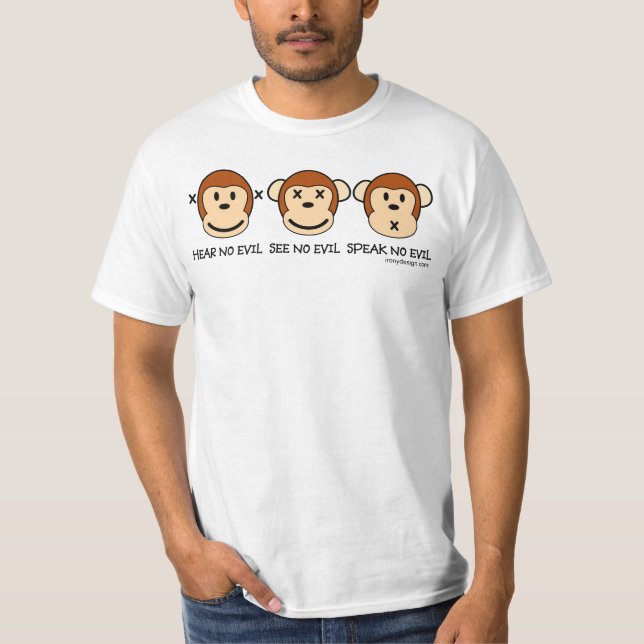 T-shirts Não ouça nenhum macaco do mau (Frente)