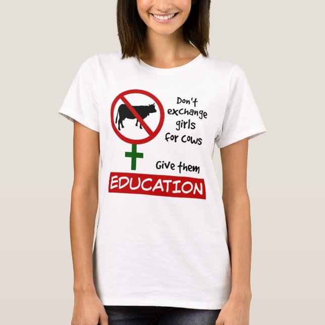 T-shirts Não troque garotas por vacas, dê educação a elas (Frente)