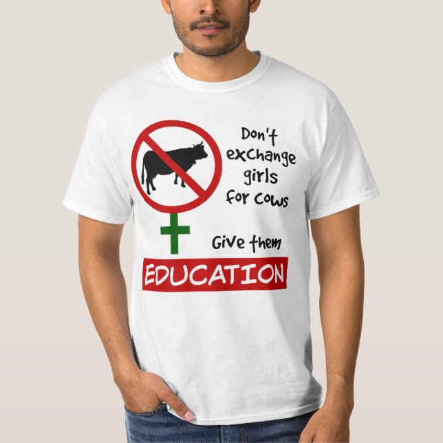 T-shirts Não troque garotas por vacas, dê educação a elas (Frente)