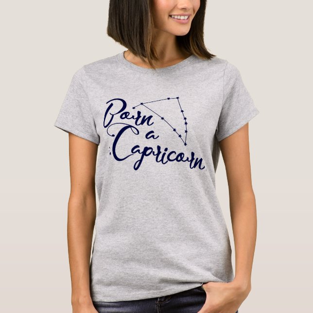 T-shirts "Nascer a Capricórnio" Roupa tipográfico zodiac (Frente)
