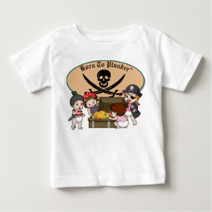 T-shirts Nascer a saqueamento - Piratas e tesouro para meni