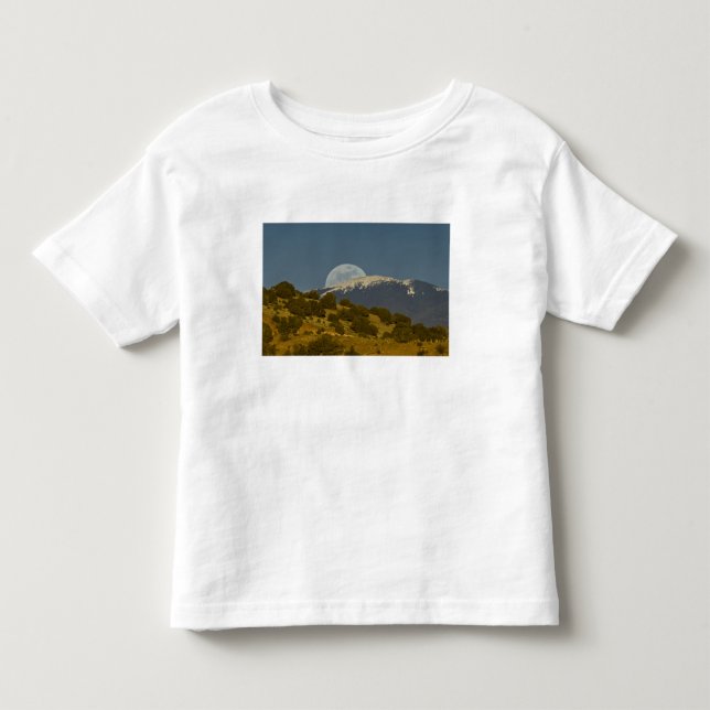 T-shirts Nascer da lua sobre as montanhas Sangre de Cristo, (Frente)