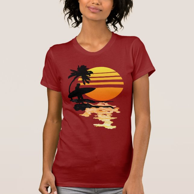 T-shirts Nascer do sol surfando (Frente)