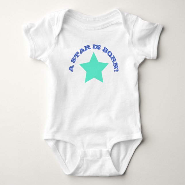 T-shirts NASCER STAR IS | Fato De Bebê Teal Star (Frente)