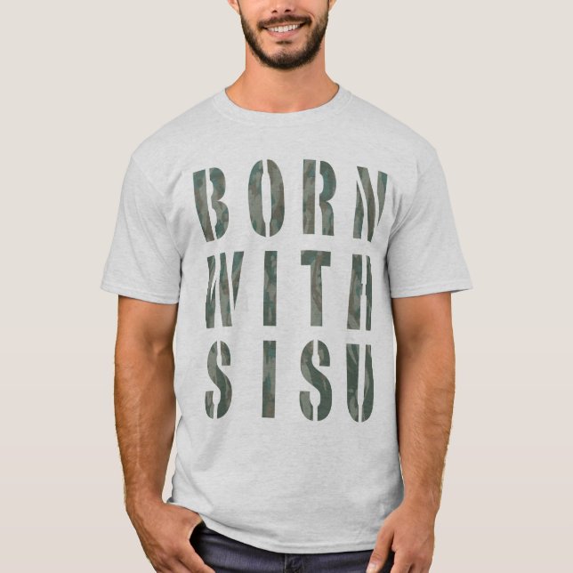 T-shirts Nascido com Sisu Camo 1 (Frente)