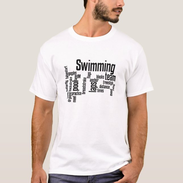 T-shirts Natação WordCloud!  Escolha a cor de seu T! (Frente)