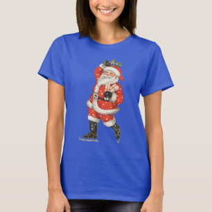 T-shirts Natais vintages Victorian Santa Claus Ice Skater