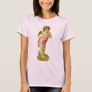 T-shirts Natal Antigo, Anjo Músico com Flauta de Pã