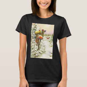 T-shirts Natal Antigo, Caixas de Correio na Paisagem Invern