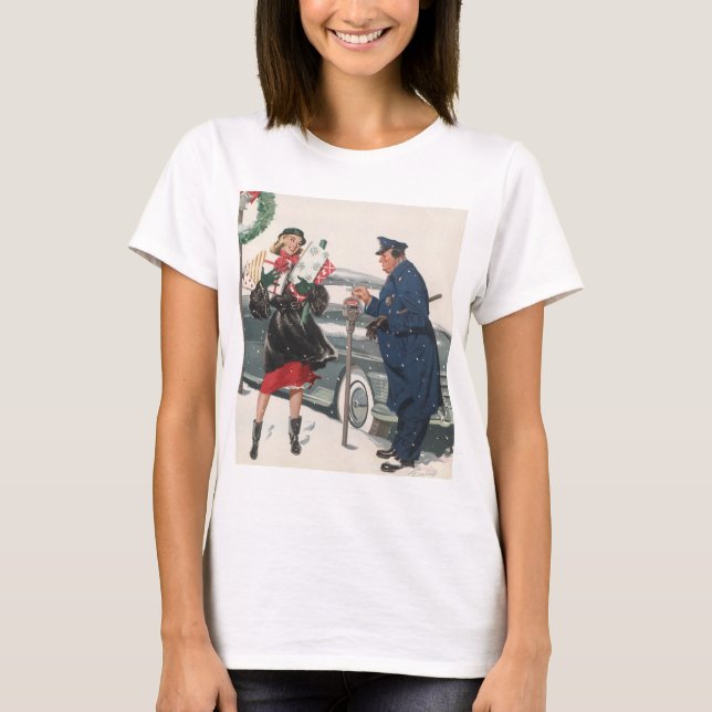 T-shirts Natal Antigo, Compras Presentes Policial (Frente)
