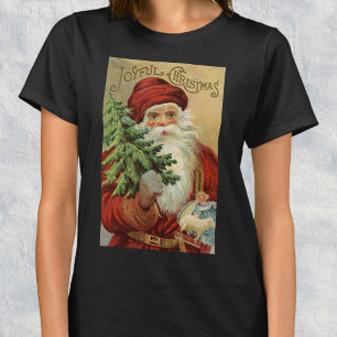T-shirts Natal Antigo, Papai Noel Vitoriano com Árvore