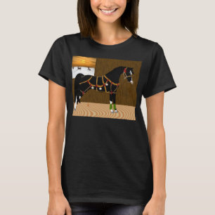 T-shirts Natal árabe preto do cavalo