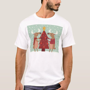 T-shirts Natal da rena do vintage