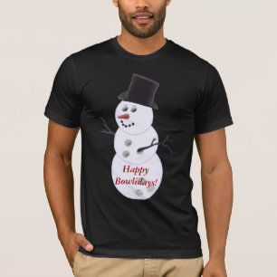 T-shirts Natal do boneco de neve da bola de boliche