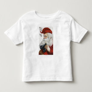 T-shirts Natal GreetingSanta com binóculos