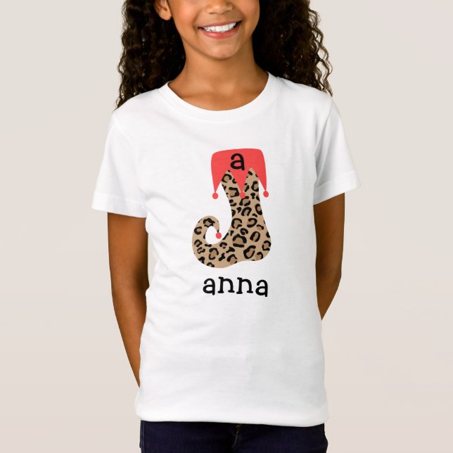 T-shirts Natal personalizado do leopardo que armazena a (Frente)