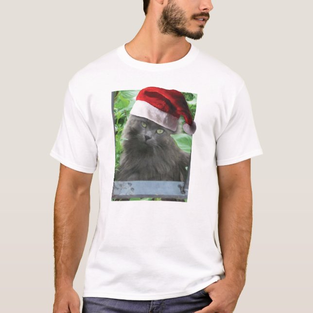 T-shirts Natal Russo Blue Cat Cabelo Longo (Frente)
