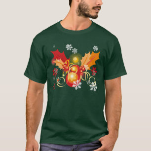 T-shirts Natal vermelho e Dourado das bagas do Xmas
