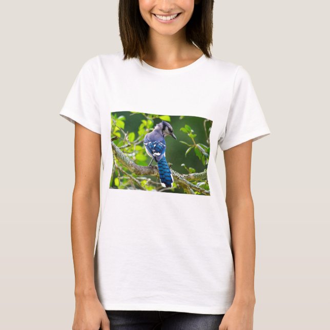 T-shirts Natureza Fotografia Shy Blue Jay Roupa presente (Frente)