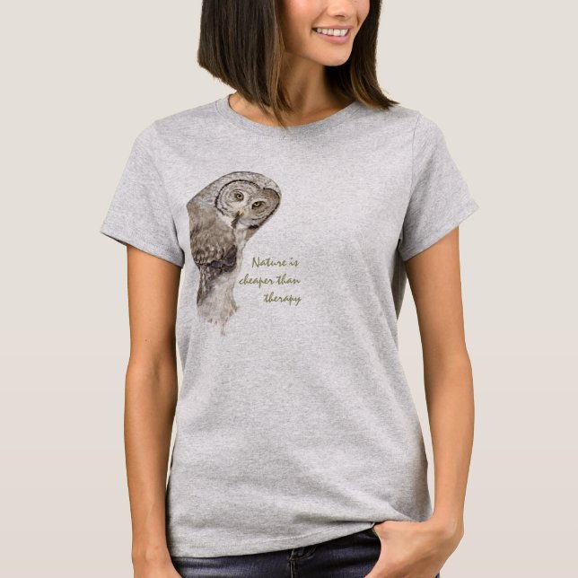 T-shirts "Natureza mais barata do que terapia" Humor Waterc (Frente)