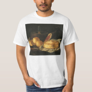 T-shirts Natureza-morta barroca antiga com pão, torta e pre