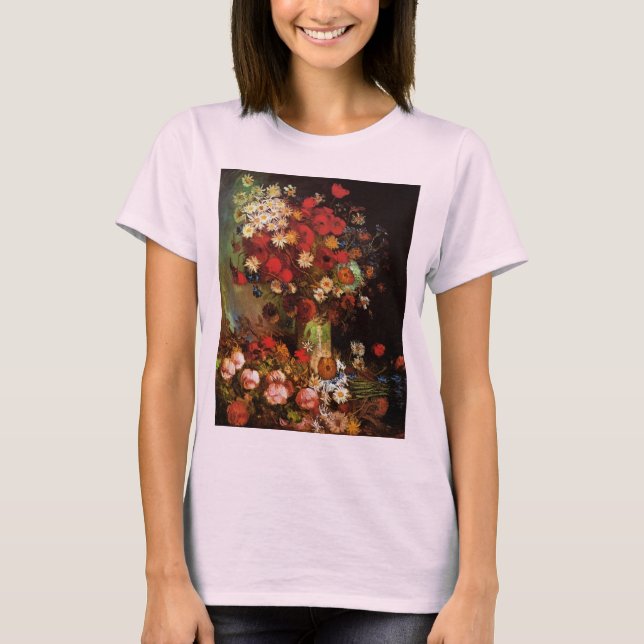 T-shirts Natureza-morta Flores em um vaso de Vincent van Go (Frente)